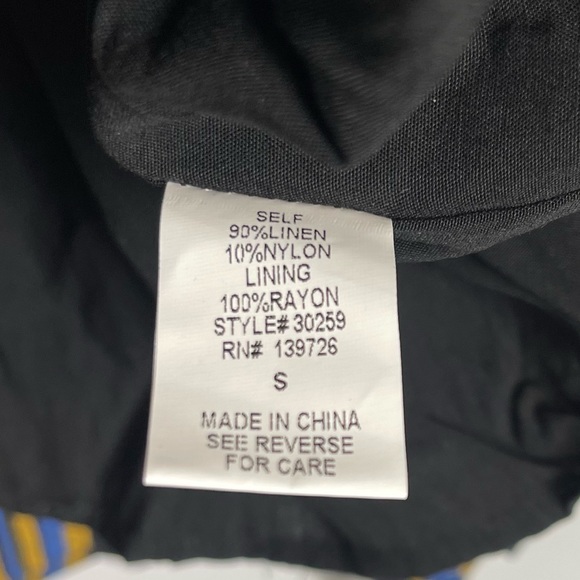 Honey Punch Linen Black Striped Ruffled Mini Wrap Dress Puff Sleeve NWT Boho S - Picture 12 of 16